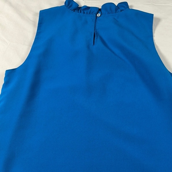 J. Crew Ruffled Blue Sleeveless Blouse - Picture 4 of 13